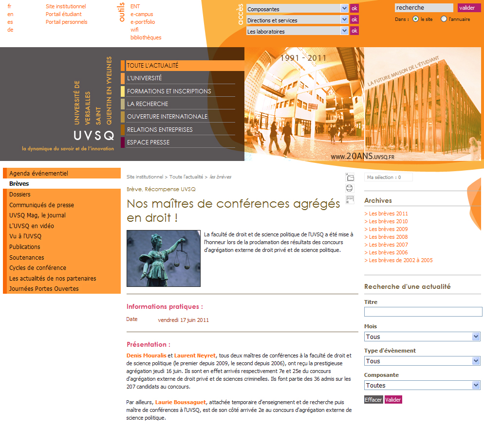 Web Manager for the University of Versailles